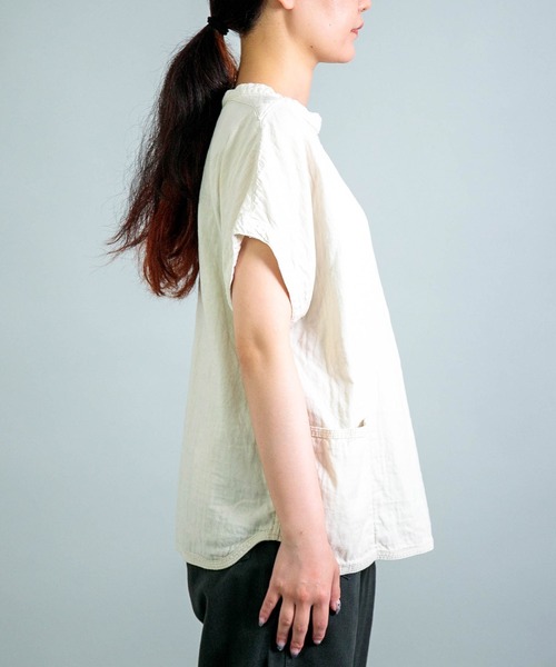 ブラウス シャツ 「OMNIGOD womens / オムニゴッド」 ダブルガーゼフレンチスリーブガーデナーシャツ レディース OMNIGOD womens / オムニゴッド] ダブルガーゼフレンチスリーブ