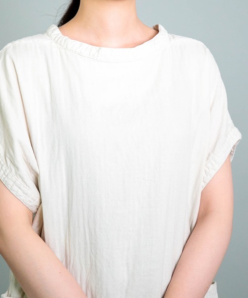 ブラウス シャツ 「OMNIGOD womens / オムニゴッド」 ダブルガーゼフレンチスリーブガーデナーシャツ レディース OMNIGOD womens / オムニゴッド] ダブルガーゼフレンチスリーブ