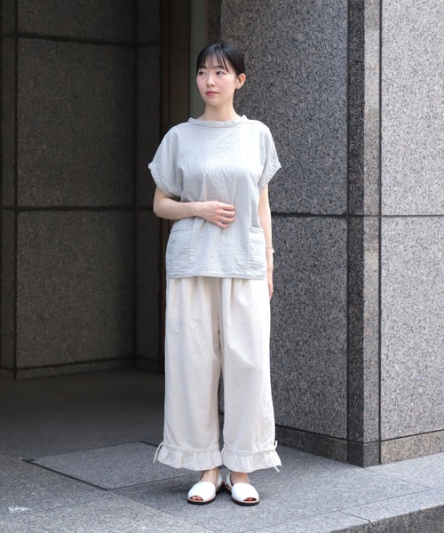 美品　定価2.5万　オムニゴッド　OMNIGOD パナマノーカラースリープコート OMNIGOD mens / オムニゴッド ] インディゴ二重ガーゼ ショート