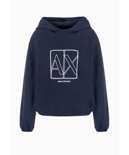 ARMANI EXCHANGE（アルマーニエクスチェンジ）の「【A|X アルマーニ エクスチェンジ】ボックスロゴデザイン フーデッドスウェットパーカー（スウェット・レディース・ネイビー/ホワイト・SMALL/MEDIUM/LARGE/X-SMALL）」の5枚目の写真
