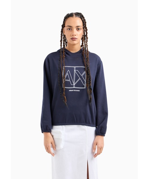 ARMANI EXCHANGE（アルマーニエクスチェンジ）の「【A|X アルマーニ エクスチェンジ】ボックスロゴデザイン フーデッドスウェットパーカー（スウェット・レディース・ネイビー/ホワイト・SMALL/MEDIUM/LARGE/X-SMALL）」の13枚目の写真