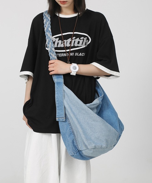 BENDER TOKYO(ベンダートウキョウ)の「リメイク風 2トーン デニム ショルダーバッグ(ショルダーバッグ・メンズ・インディゴブルー/ライトインディゴブルー・FREE)」の10枚目の写真