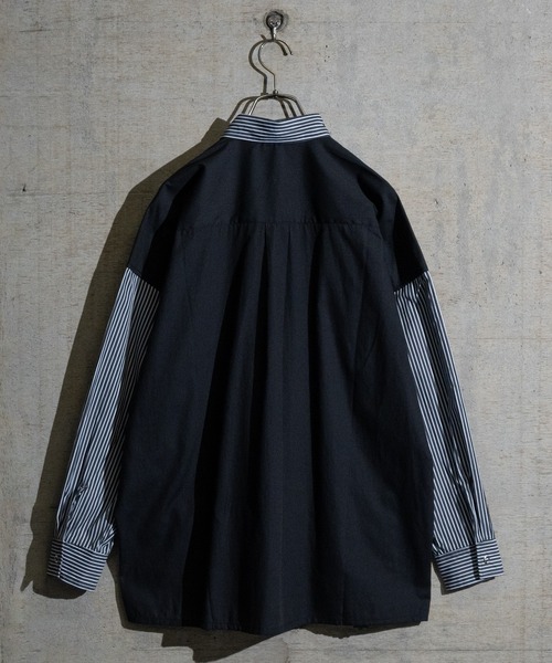 JOHN'S CLOSET（ジョンズクローゼット）の「【i】バイパターン ドローストリングス ブロードビッグシャツ（シャツ/ブラウス・メンズ・ブラック/サックスブルー・MEDIUM/LARGE）」の8枚目の写真