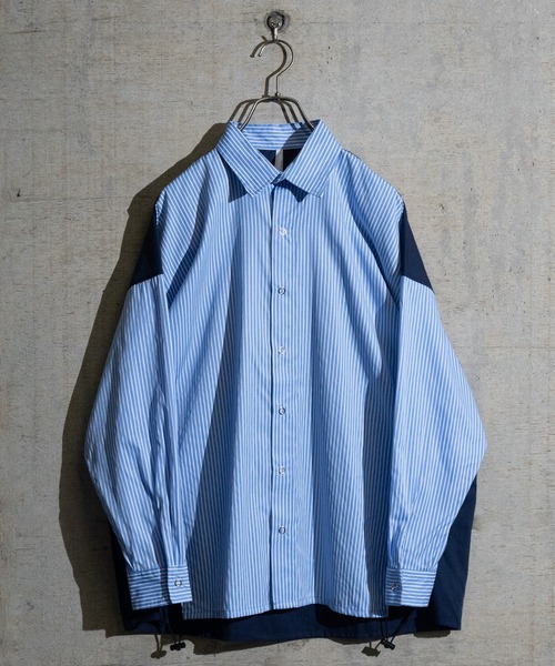 JOHN'S CLOSET（ジョンズクローゼット）の「【i】バイパターン ドローストリングス ブロードビッグシャツ（シャツ/ブラウス・メンズ・ブラック/サックスブルー・MEDIUM/LARGE）」の9枚目の写真