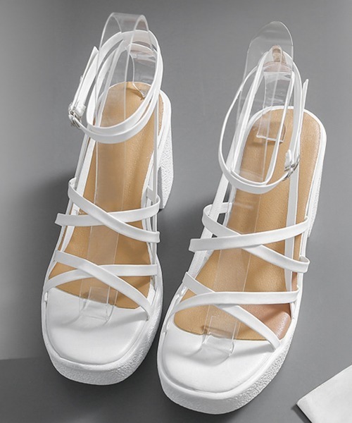 Miniministore（ミニミニストア）の「ハイヒール クロスストラップサンダル韓国（サンダル・レディース・ブラック/ホワイト・23.5cm/23.0cm/22.5cm/24.5cm/24.0cm）」の18枚目の写真