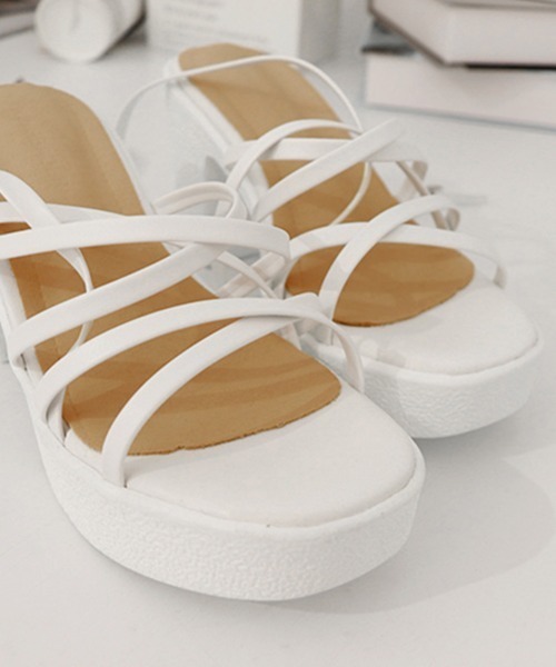 Miniministore（ミニミニストア）の「ハイヒール クロスストラップサンダル韓国（サンダル・レディース・ブラック/ホワイト・23.5cm/23.0cm/22.5cm/24.5cm/24.0cm）」の21枚目の写真