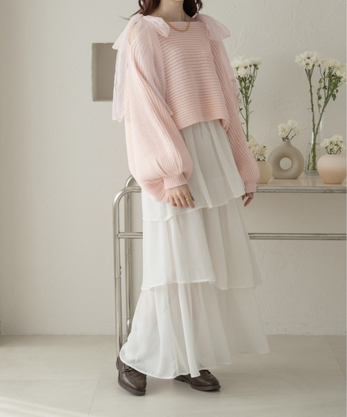 Ambre Neige(アンブルネージュ)の「シフォンアシメティアードスカート/WEB/EC限定商品(スカート・レディース・オフホワイト/アイボリー/チャコールグレー・FREE)」の9枚目の写真