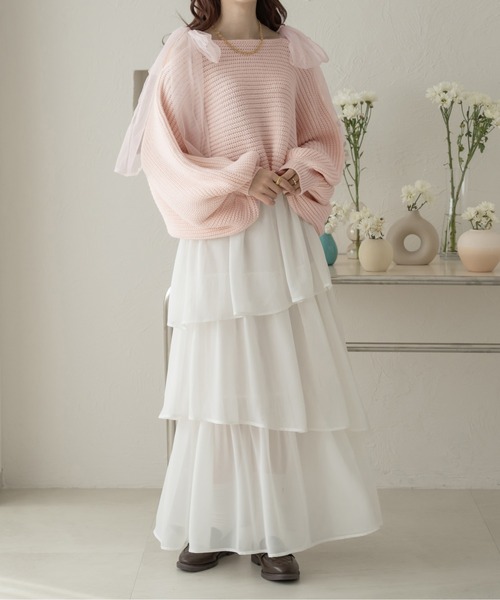 Ambre Neige(アンブルネージュ)の「シフォンアシメティアードスカート/WEB/EC限定商品(スカート・レディース・オフホワイト/アイボリー/チャコールグレー・FREE)」の10枚目の写真