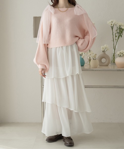 Ambre Neige(アンブルネージュ)の「シフォンアシメティアードスカート/WEB/EC限定商品(スカート・レディース・オフホワイト/アイボリー/チャコールグレー・FREE)」の11枚目の写真