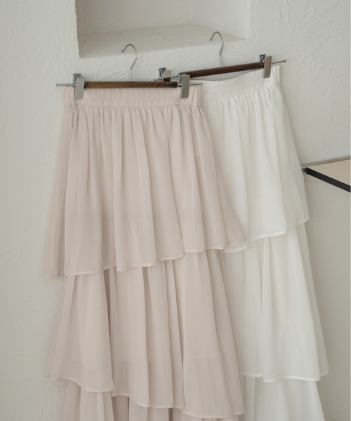Ambre Neige(アンブルネージュ)の「シフォンアシメティアードスカート/WEB/EC限定商品(スカート・レディース・オフホワイト/アイボリー/チャコールグレー・FREE)」の14枚目の写真