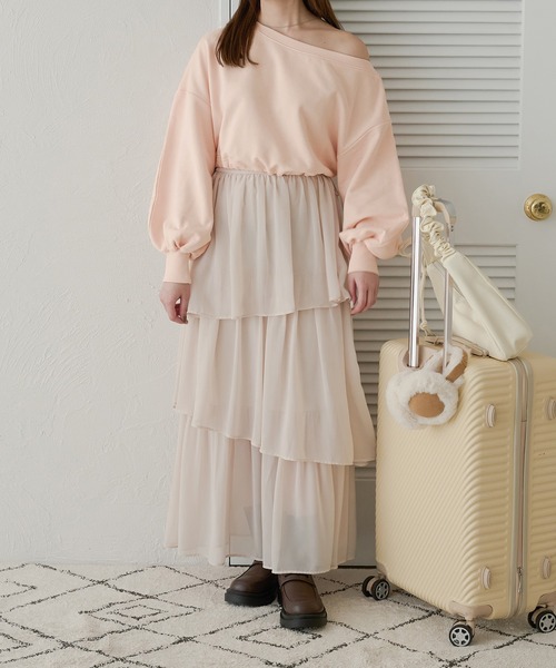 Ambre Neige(アンブルネージュ)の「シフォンアシメティアードスカート/WEB/EC限定商品(スカート・レディース・オフホワイト/アイボリー/チャコールグレー・FREE)」の13枚目の写真