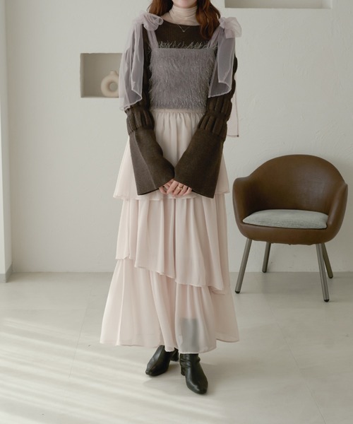 Ambre Neige(アンブルネージュ)の「シフォンアシメティアードスカート/WEB/EC限定商品(スカート・レディース・オフホワイト/アイボリー/チャコールグレー・FREE)」の17枚目の写真