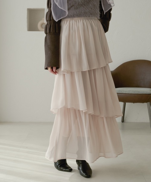 Ambre Neige(アンブルネージュ)の「シフォンアシメティアードスカート/WEB/EC限定商品(スカート・レディース・オフホワイト/アイボリー/チャコールグレー・FREE)」の15枚目の写真