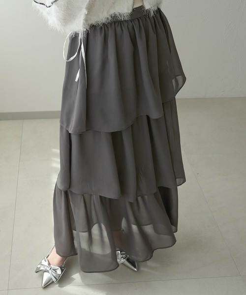 Ambre Neige(アンブルネージュ)の「シフォンアシメティアードスカート/WEB/EC限定商品(スカート・レディース・オフホワイト/アイボリー/チャコールグレー・FREE)」の21枚目の写真