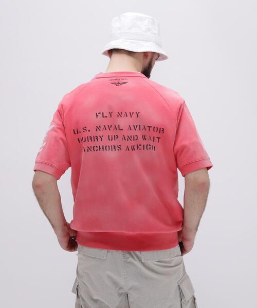 AVIREX(アヴィレックス)の「NAVAL SHORTSLEEVE SWEAT SHIRT / ネイバル 半袖スウェットシャツ / AVIREX / アヴィレックス(Tシャツ/カットソー・メンズ・レッド/ミント/チャコールグレー・XX-LARGE/X-LARGE/LARGE/MEDIUM)」の3枚目の写真