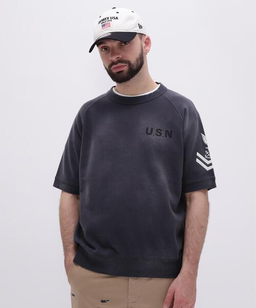 AVIREX(アヴィレックス)の「NAVAL SHORTSLEEVE SWEAT SHIRT / ネイバル 半袖スウェットシャツ / AVIREX / アヴィレックス(Tシャツ/カットソー・メンズ・レッド/ミント/チャコールグレー・XX-LARGE/X-LARGE/LARGE/MEDIUM)」の2枚目の写真