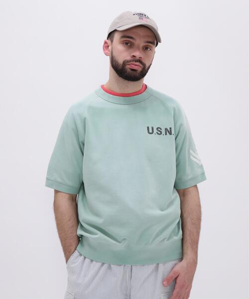 AVIREX(アヴィレックス)の「NAVAL SHORTSLEEVE SWEAT SHIRT / ネイバル 半袖スウェットシャツ / AVIREX / アヴィレックス(Tシャツ/カットソー・メンズ・レッド/ミント/チャコールグレー・XX-LARGE/X-LARGE/LARGE/MEDIUM)」の1枚目の写真