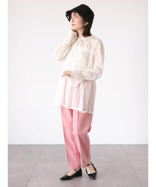 Te chichi TERRASSE（テチチテラス）の「前後2WAYチュールリボントップス（シャツ/ブラウス・レディース・ピンク/オフホワイト/チャコールグレー・F）」の14枚目の写真