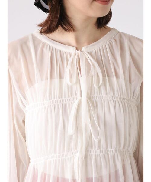 Te chichi TERRASSE（テチチテラス）の「前後2WAYチュールリボントップス（シャツ/ブラウス・レディース・ピンク/オフホワイト/チャコールグレー・F）」の17枚目の写真