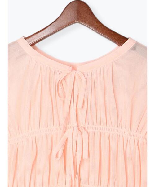 Te chichi TERRASSE（テチチテラス）の「前後2WAYチュールリボントップス（シャツ/ブラウス・レディース・ピンク/オフホワイト/チャコールグレー・F）」の20枚目の写真