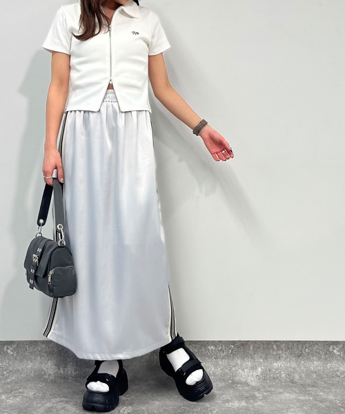 ANAP（アナップ）の「光沢サテンラインスカート（スカート・レディース・イエロー/ブラック/グレー・FREE）」の10枚目の写真