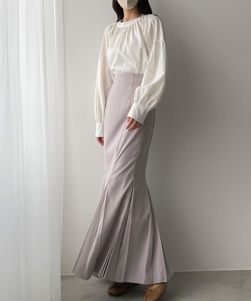 Louere（ルエレ）の「ハイウエストプリーツマーメイドスカート（スカート・レディース・ライトグレー/モカ/ベージュ/チャコールグレー/グレー/オフホワイト/ブラック・SMALL/X-LARGE/LARGE/MEDIUM）」の18枚目の写真