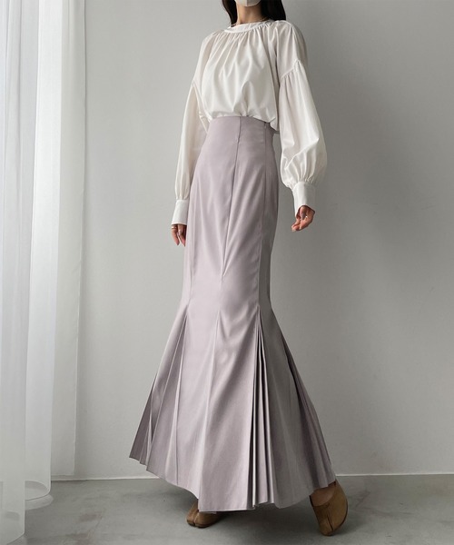 Louere（ルエレ）の「ハイウエストプリーツマーメイドスカート（スカート・レディース・ライトグレー/モカ/ベージュ/チャコールグレー/グレー/オフホワイト/ブラック・SMALL/X-LARGE/LARGE/MEDIUM）」の19枚目の写真