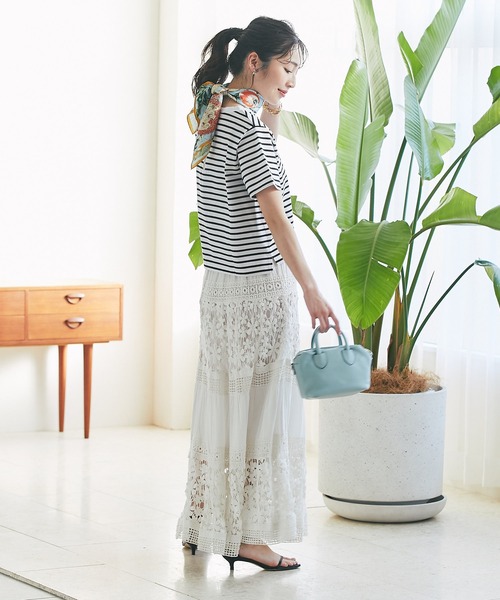 manipuri（マニプリ）の「マニプリ/スカーフ65ジャングルフルーツ（バンダナ/スカーフ・レディース・ライトベージュ/ピンク/ブルー系その他・FREE）」の10枚目の写真