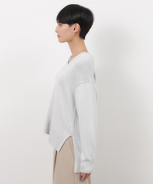 OPAQUE.CLIP（オペークドットクリップ）の「◆ラメヤーンVネックニット【洗える】（ニット/セーター・レディース・ライトイエロー系6/サックスブルー系5/ホワイト系6・42/38/40）」の17枚目の写真