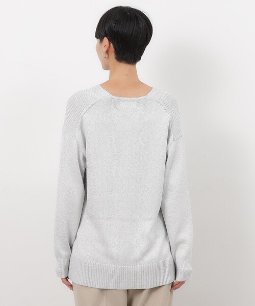 OPAQUE.CLIP（オペークドットクリップ）の「◆ラメヤーンVネックニット【洗える】（ニット/セーター・レディース・ライトイエロー系6/サックスブルー系5/ホワイト系6・42/38/40）」の18枚目の写真