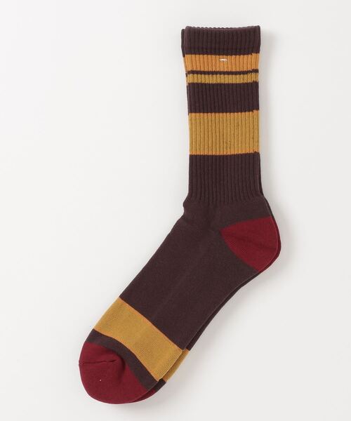 MARCOMONDE(マルコモンド)の「MARCOMONDE(マルコモンド)@ pile line socks 25(ソックス/靴下・メンズ・ホワイト/ブルー/ブラウン・F)」の1枚目の写真