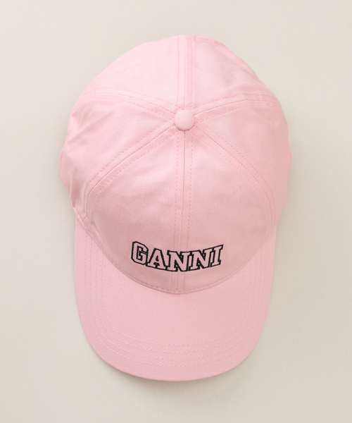 GANNI ガニー ロゴ入りタイダイキャップ 帽子 ピンク