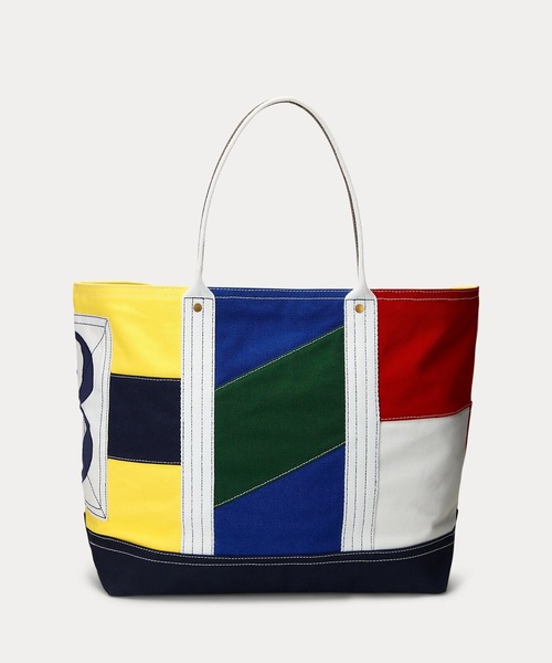 ポロ ラルフローレン POLO パッチワーク キャンバス トートバッグ クリーム ポロ ラルフローレン POLO パッチワーク キャンバス トート