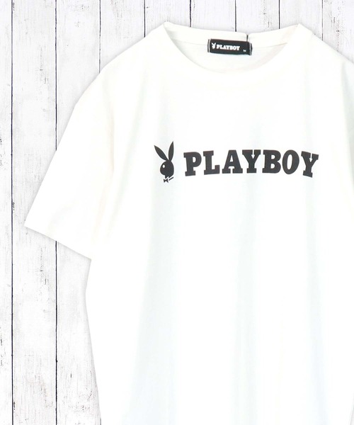PLAYBOY（プレイボーイ）の「PLAYBOY USAコットン リラックスフィット ロゴプリントTシャツ（Tシャツ/カットソー・キッズ・ピンク/ベージュ系その他/ホワイト系その他/ホワイト系その他2/ブラック系その他/チャコールグレー/オフホワイト/ピンク系その他/ブラック/グレー系その他/ベージュ/グレー系その他2/ピンク系その他2/グリーン系その他2/グリーン系その他/ミント/ブラック系その他2/ベージュ系その他2・S/XXS/XS/L/M）」の3枚目の写真