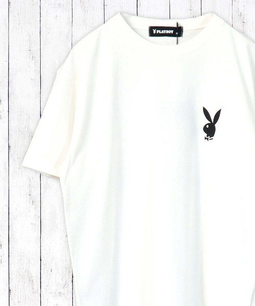 PLAYBOY（プレイボーイ）の「PLAYBOY USAコットン リラックスフィット ロゴプリントTシャツ（Tシャツ/カットソー・キッズ・ピンク/ベージュ系その他/ホワイト系その他/ホワイト系その他2/ブラック系その他/チャコールグレー/オフホワイト/ピンク系その他/ブラック/グレー系その他/ベージュ/グレー系その他2/ピンク系その他2/グリーン系その他2/グリーン系その他/ミント/ブラック系その他2/ベージュ系その他2・S/XXS/XS/L/M）」の2枚目の写真