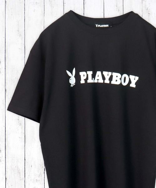セール】PLAYBOY USAコットン リラックスフィット ロゴプリントTシャツ