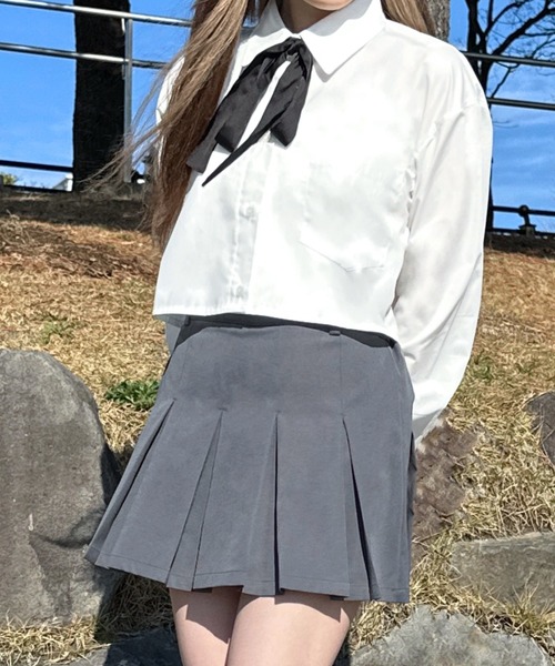 shrita（シュリータ）の「リボン付きボウタイシャツ【キッズでも着れるSサイズ展開あり】（シャツ/ブラウス・キッズ・ホワイト/ブルー/グレー系その他・S/M/L）」の7枚目の写真