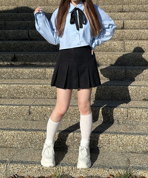 shrita（シュリータ）の「リボン付きボウタイシャツ【キッズでも着れるSサイズ展開あり】（シャツ/ブラウス・キッズ・ホワイト/ブルー/グレー系その他・S/M/L）」の21枚目の写真