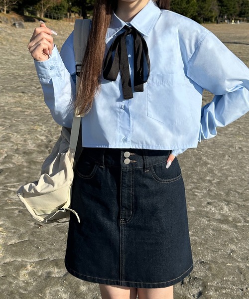 shrita（シュリータ）の「リボン付きボウタイシャツ【キッズでも着れるSサイズ展開あり】（シャツ/ブラウス・キッズ・ホワイト/ブルー/グレー系その他・S/M/L）」の20枚目の写真