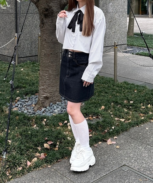 shrita（シュリータ）の「リボン付きボウタイシャツ【キッズでも着れるSサイズ展開あり】（シャツ/ブラウス・キッズ・ホワイト/ブルー/グレー系その他・S/M/L）」の15枚目の写真
