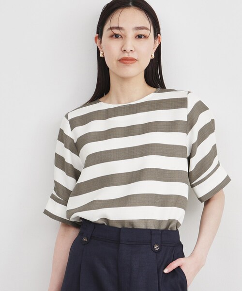 THE SHOP TK (ザ ショップ ティーケー )の「◆【ヒルナンデス!で紹介】袖タックブラウス/上品/洗濯機OK(シャツ/ブラウス・レディース・ブラウン系その他4/グリーン/アイボリー・12/13)」の1枚目の写真