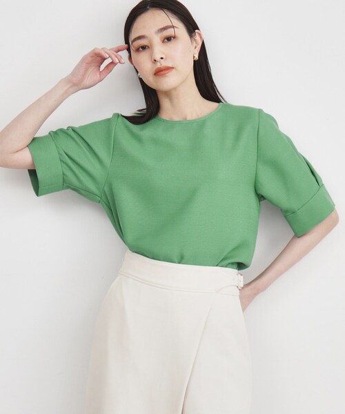 THE SHOP TK (ザ ショップ ティーケー )の「◆【ヒルナンデス!で紹介】袖タックブラウス/上品/洗濯機OK(シャツ/ブラウス・レディース・ブラウン系その他4/グリーン/アイボリー・12/13)」の4枚目の写真