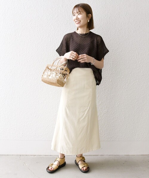 「SHIPS any」 半袖ニット ONE SIZE ホワイト レディース セール】SHIPS any:〈手洗い可能〉レース編み シアー 2WAY