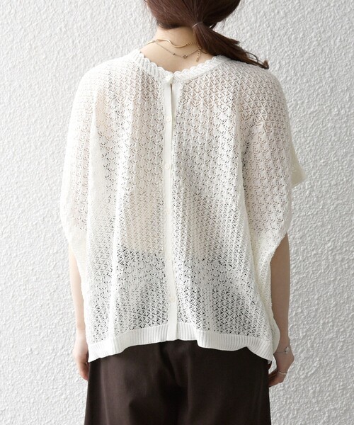 【新作入荷!!】 セール】SHIPS 2WAY シアー any:〈手洗い可能〉レース編み トップス