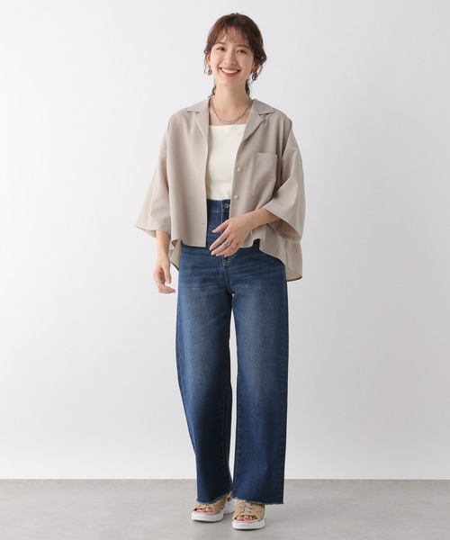 LEPSIM（レプシィム）の「オープンカラー5分袖シャツ　109920（シャツ/ブラウス・レディース・ベージュ/ブラック/オフホワイト・FREE）」の15枚目の写真