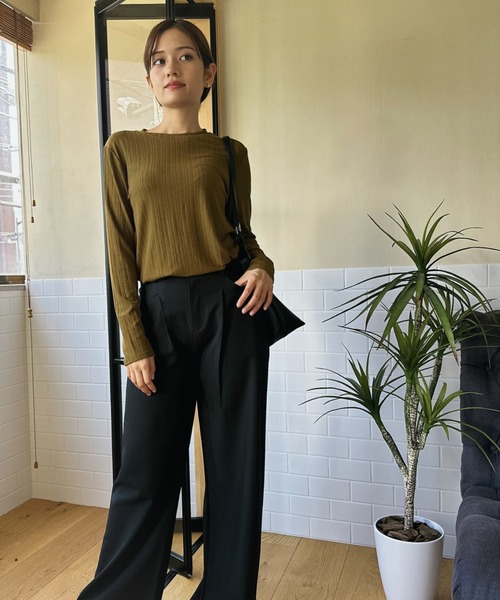 aimoha（アイモハ）の「【aimoha】ハイウエストタックスラックス（スラックス・レディース・ライトグレー/ベージュ/パープル/ブラック・SMALL/MEDIUM/LARGE/X-LARGE）」の14枚目の写真