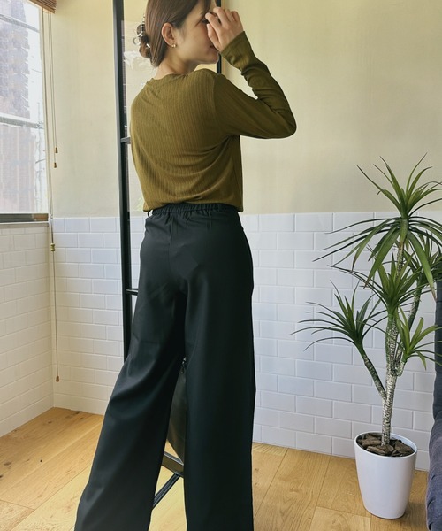 aimoha（アイモハ）の「【aimoha】ハイウエストタックスラックス（スラックス・レディース・ライトグレー/ベージュ/パープル/ブラック・SMALL/MEDIUM/LARGE/X-LARGE）」の16枚目の写真