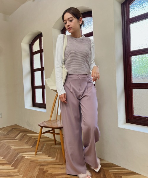 aimoha（アイモハ）の「【aimoha】ハイウエストタックスラックス（スラックス・レディース・ライトグレー/ベージュ/パープル/ブラック・SMALL/MEDIUM/LARGE/X-LARGE）」の19枚目の写真