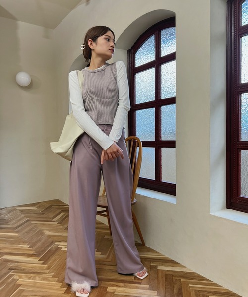 aimoha（アイモハ）の「【aimoha】ハイウエストタックスラックス（スラックス・レディース・ライトグレー/ベージュ/パープル/ブラック・SMALL/MEDIUM/LARGE/X-LARGE）」の20枚目の写真