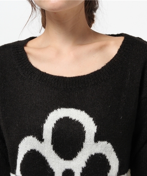 Desigual（デシグアル）の「「Desigual/デシグアル」フラワーモヘア混ニット（ニット/セーター・レディース・ブラック×ホワイト・MEDIUM/LARGE/SMALL/X-LARGE）」の5枚目の写真